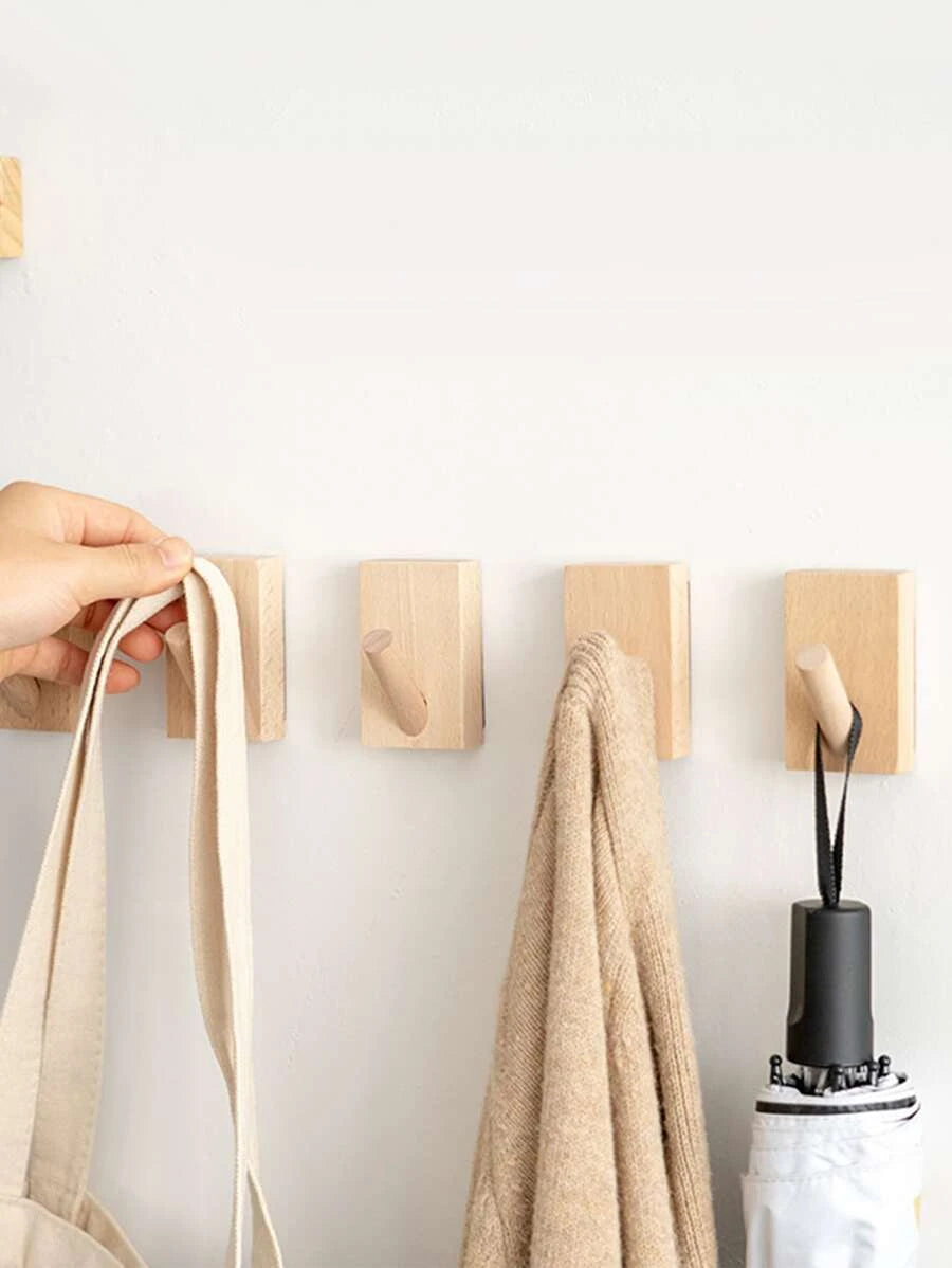Wooden Wall Hook - No Drill - Adhesive – Simple Home and Stuff